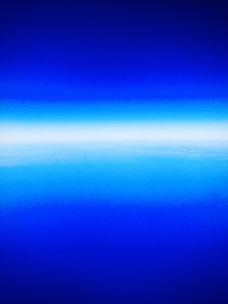 Minimal blue gradient horizon with soft light transition, contemporary digital art by Layne Morgan