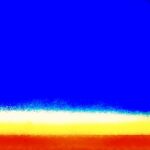 Abstract color field photograph with blue sky gradient and yellow-red horizon by Layne Morgan
